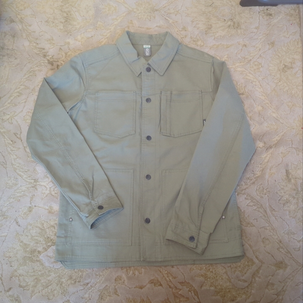 Stio Rivet Men's Canvas 4 Pocket Utility Chore Jacket Button Down Army Green Med